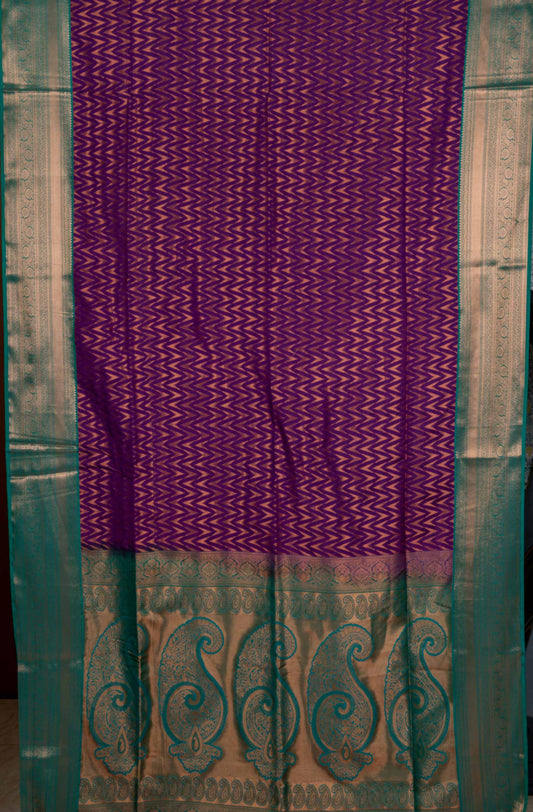 Purple brocade semi soft silk saree