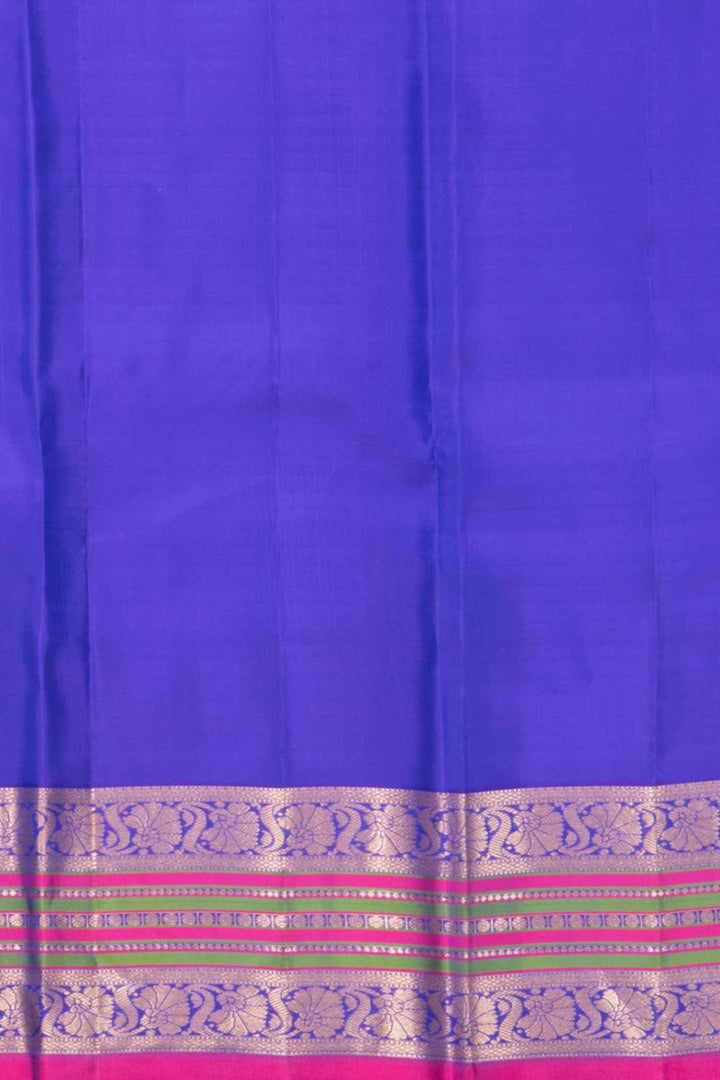 School bus yellow and inkblue korvai kanjivaram silk saree