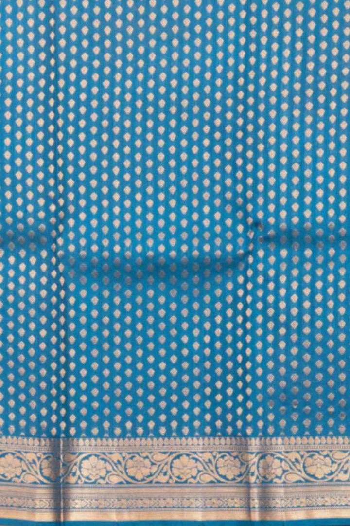 Pecock blue plain kanchi silk saree
