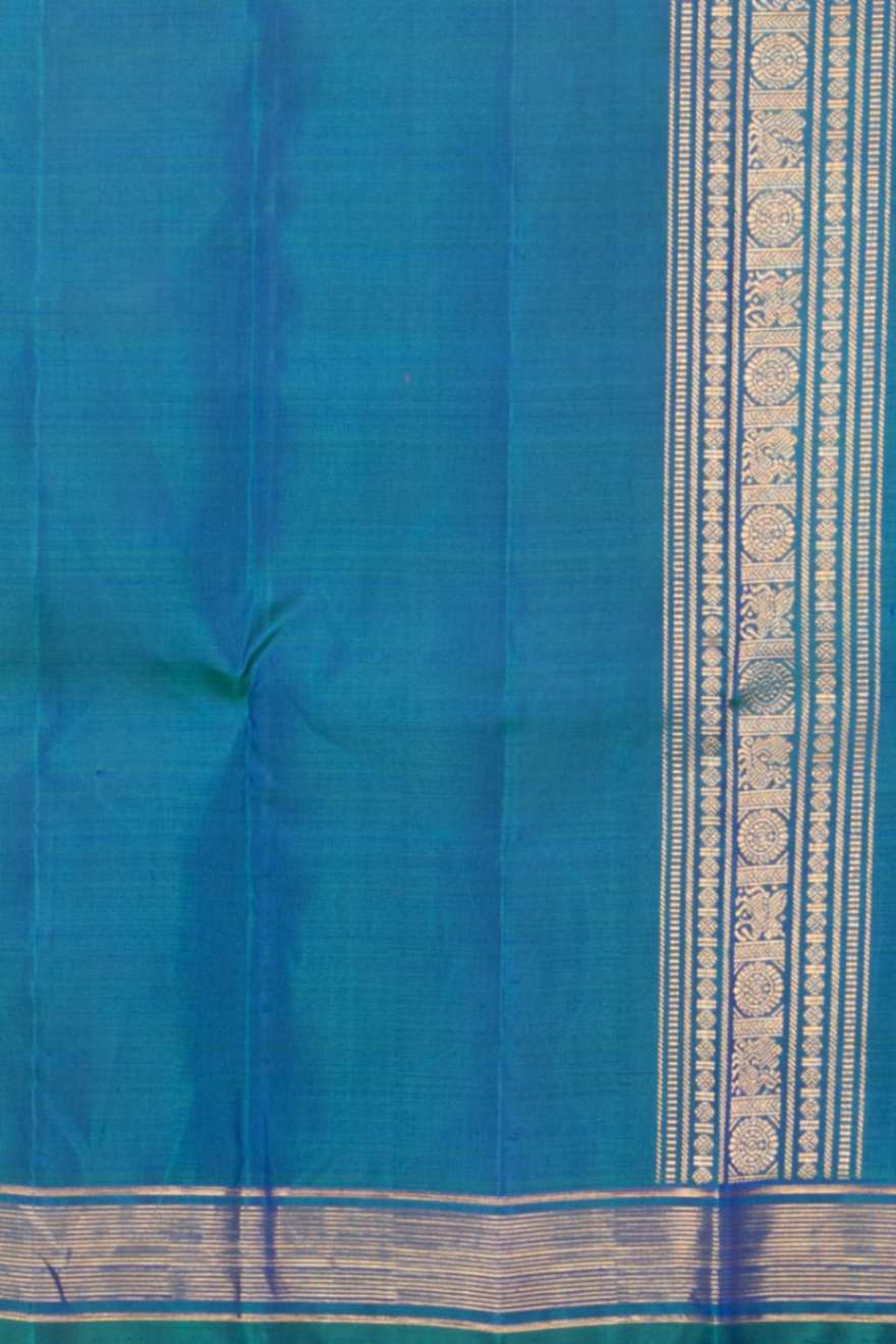 Peacock blue designer kanchi silk saree