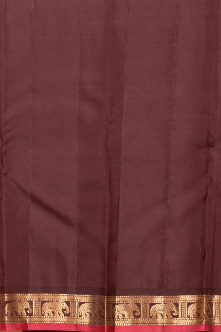 Aqua marine green and brown small border korvai silk saree