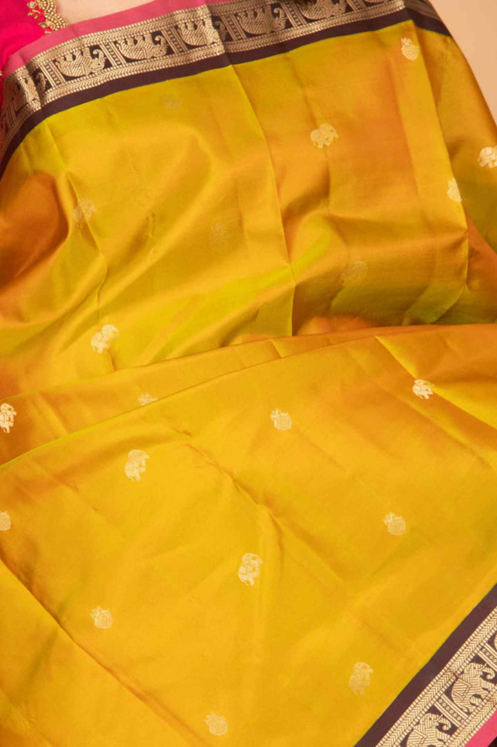 Vendhayam green korvai silk saree