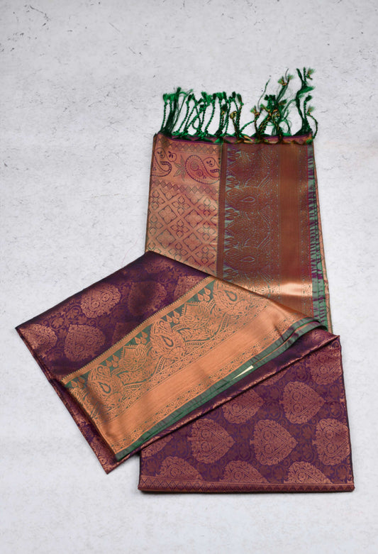 Wine purple semi soft silk saree