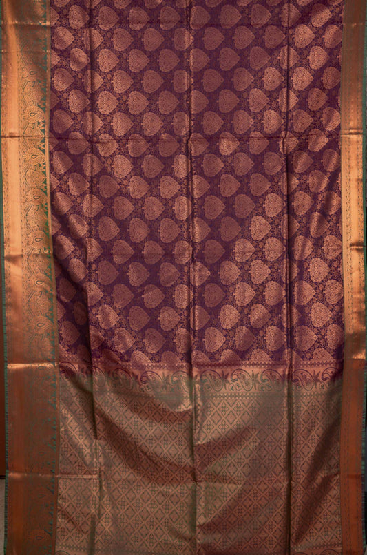 Wine purple semi soft silk saree