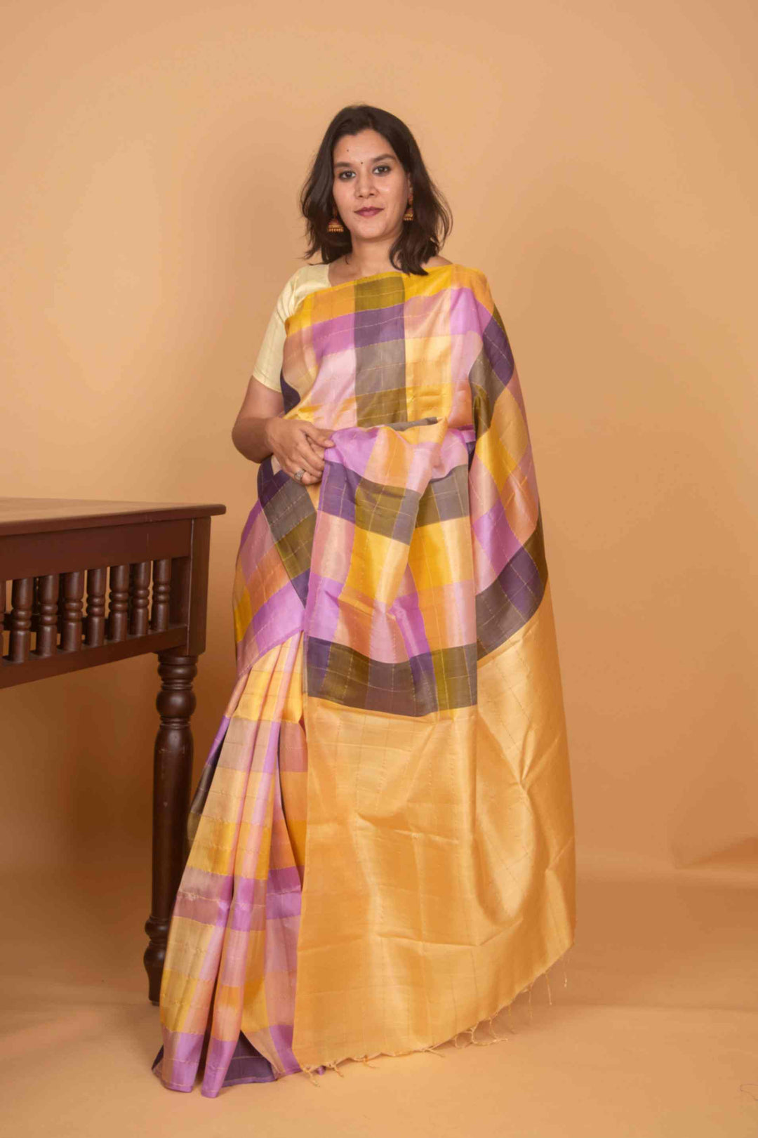 White and lavender palum pazhamum pure silk saree