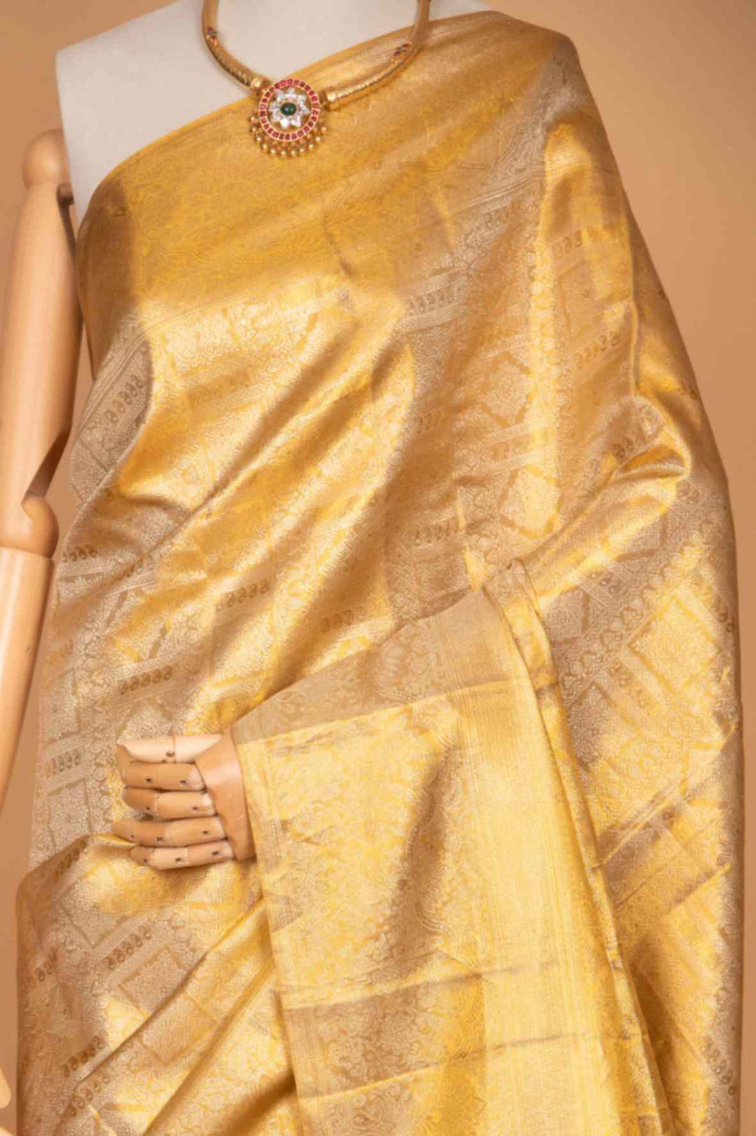 Golden tissue bridal silk saree