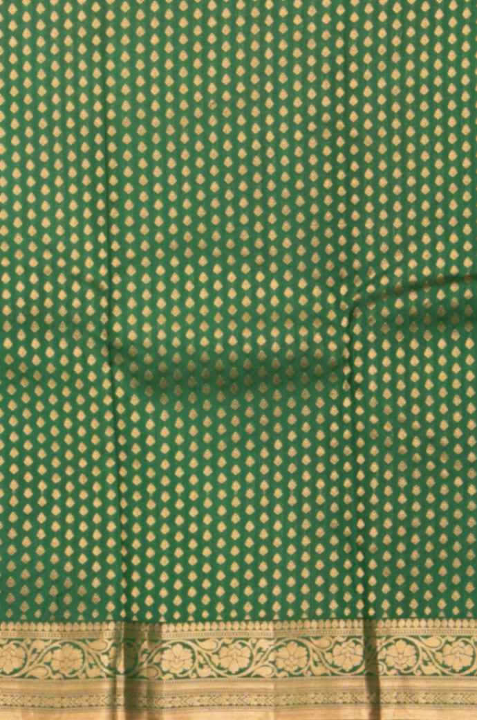 Forest green plain kanchi silk saree