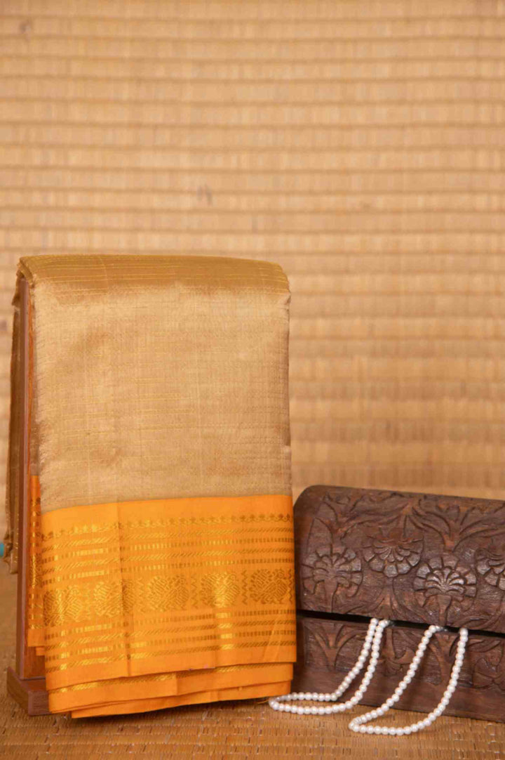Golden and mustard silk cotton saree