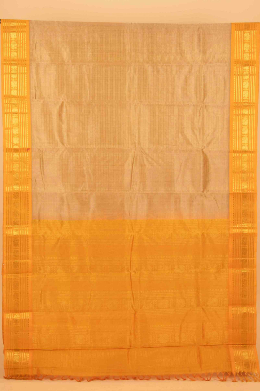 Golden and mustard silk cotton saree