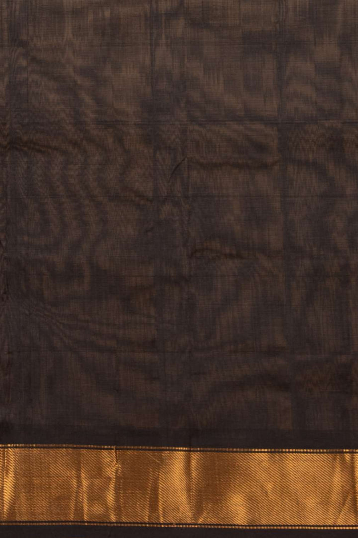 White and black silk cotton saree