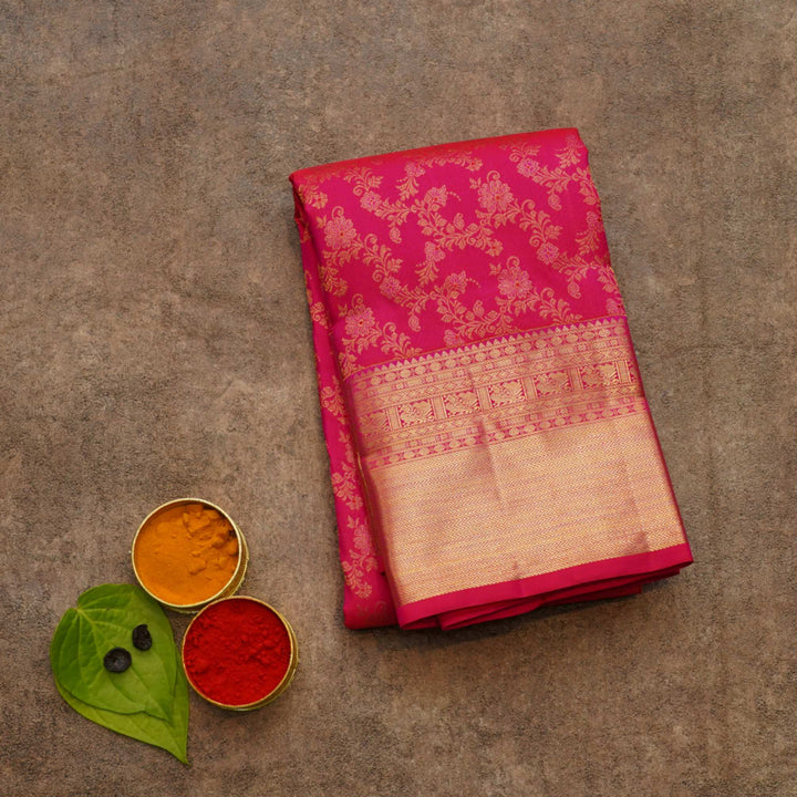 Pink silk saree