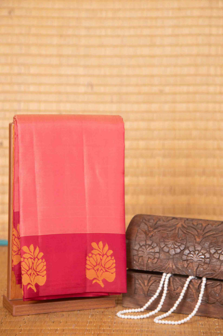 Dual tone pink and magenta zero zari silk saree