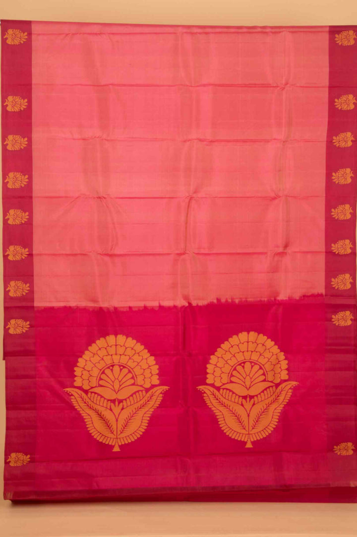 Dual tone pink and magenta zero zari silk saree