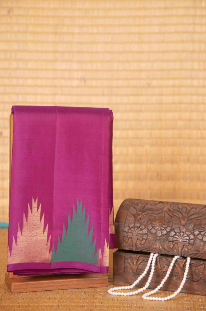 Purple temple border silk saree