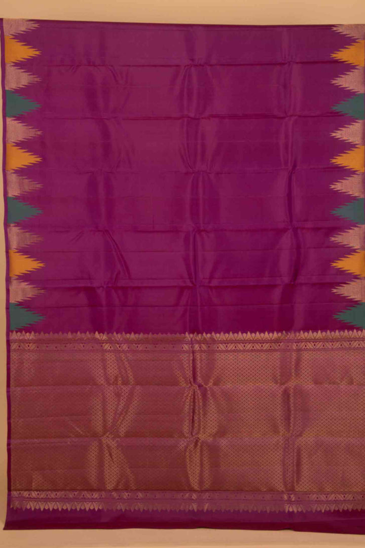 Purple temple border silk saree