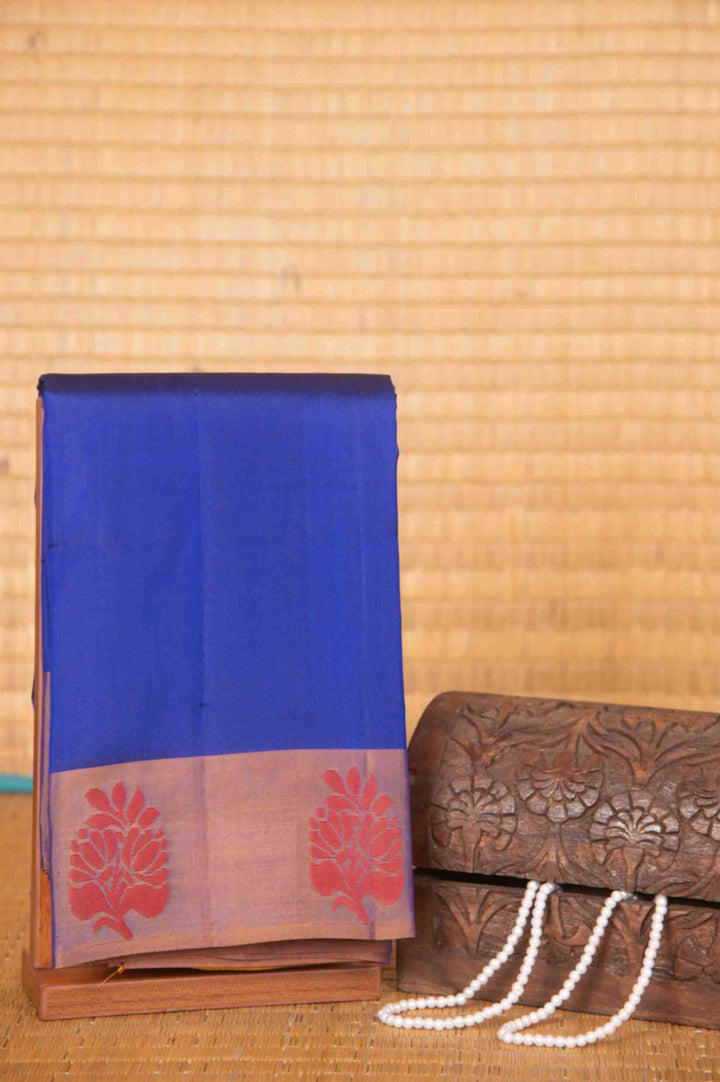 Royal blue zero zari silk saree
