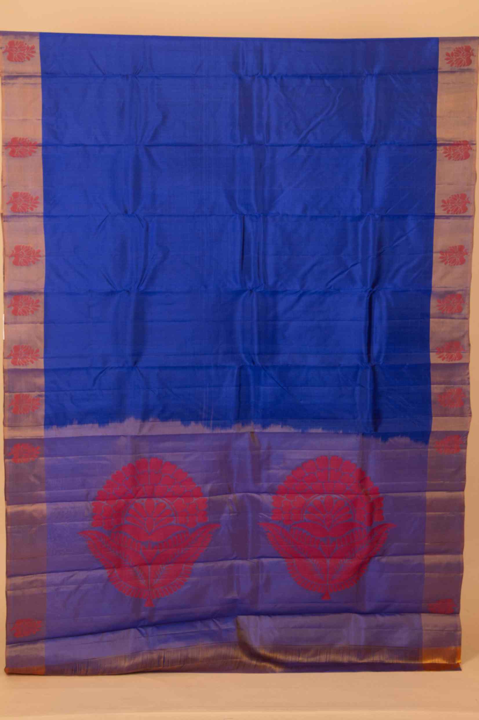 Royal blue zero zari silk saree