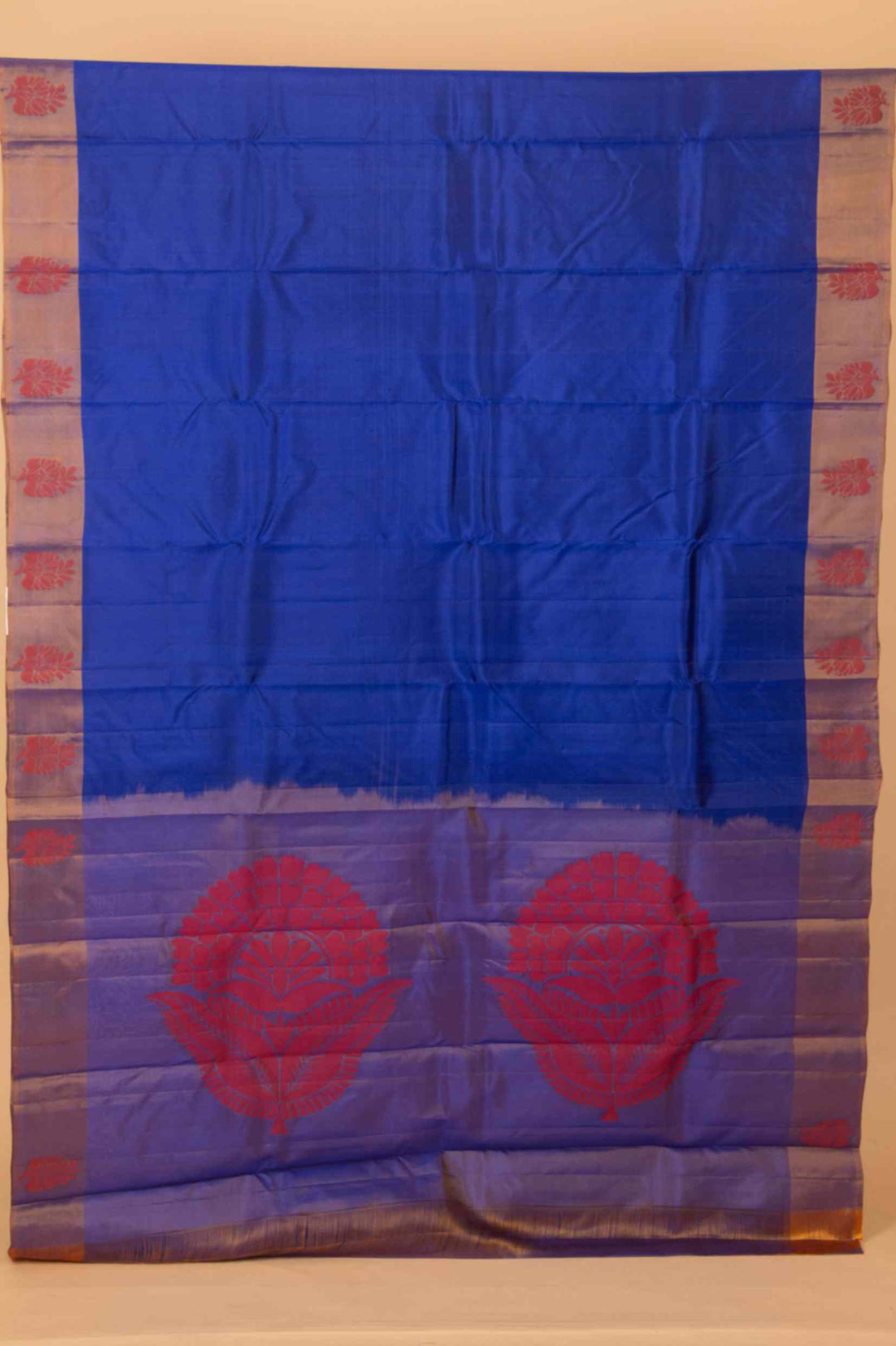 Royal blue zero zari silk saree