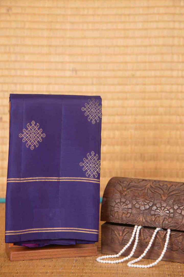 Midnight blue retta pettu pure silk saree