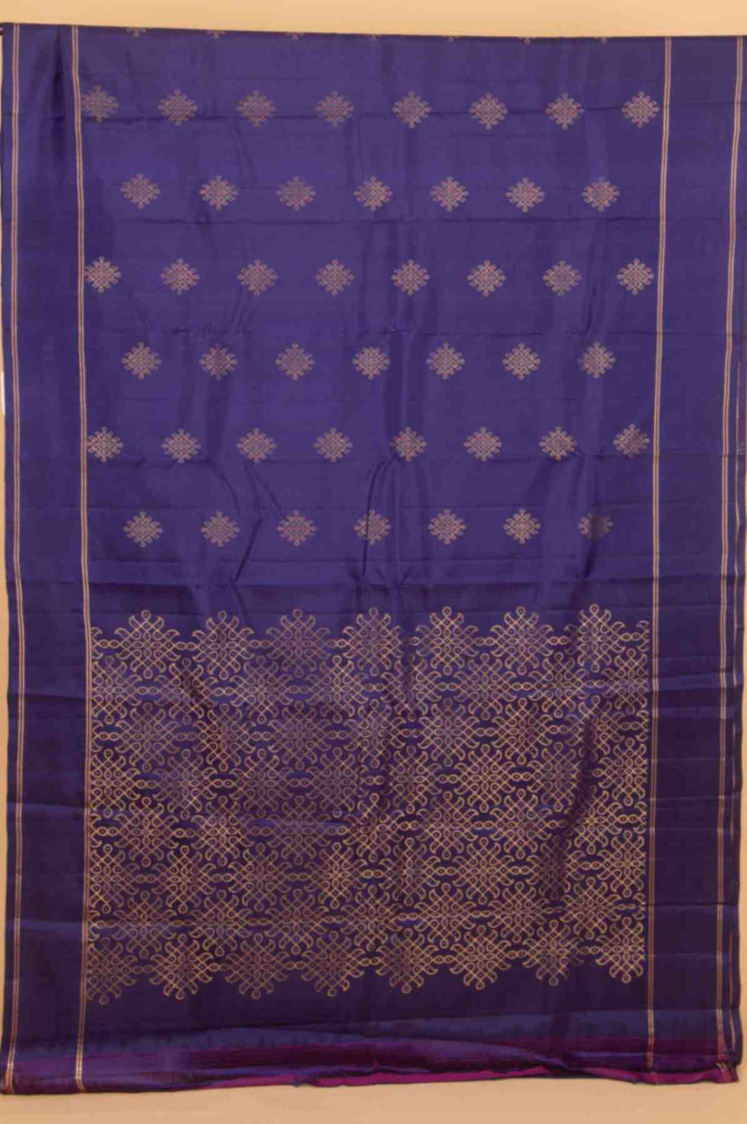 Midnight blue retta pettu pure silk saree
