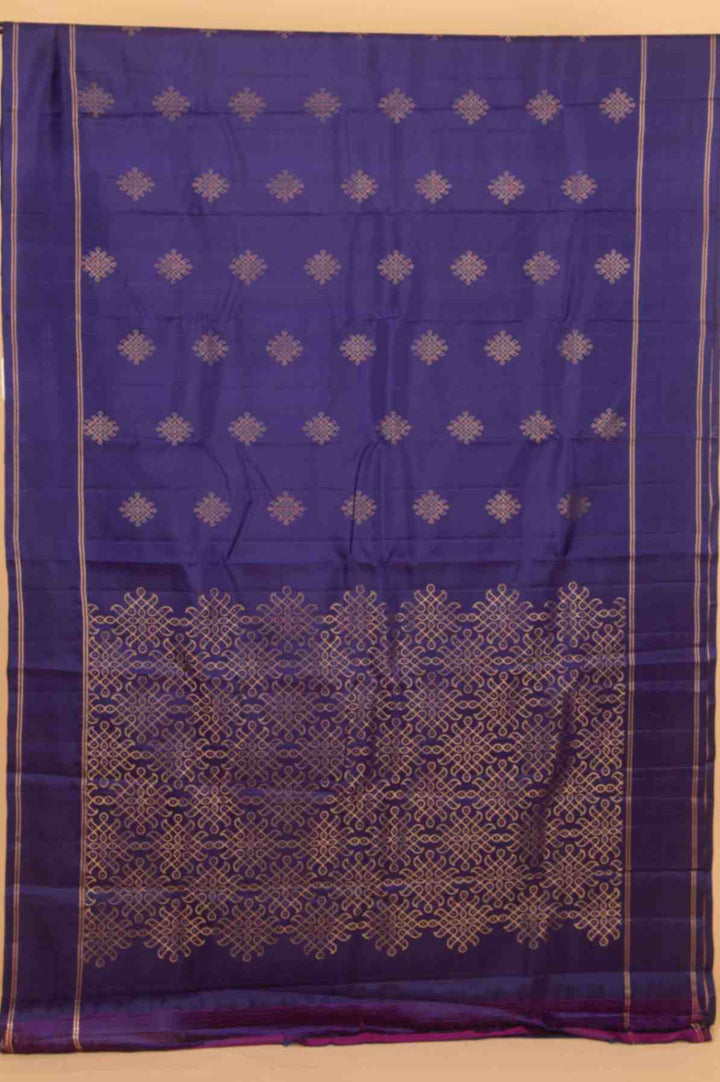 Midnight blue retta pettu pure silk saree