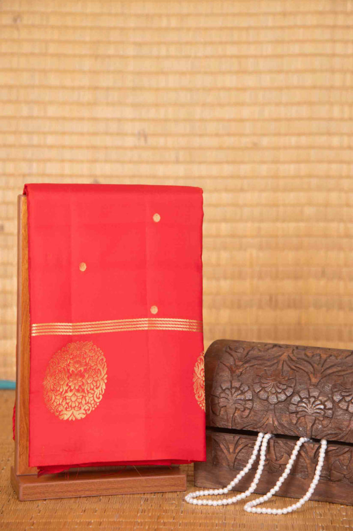 Chilli red pure silk saree