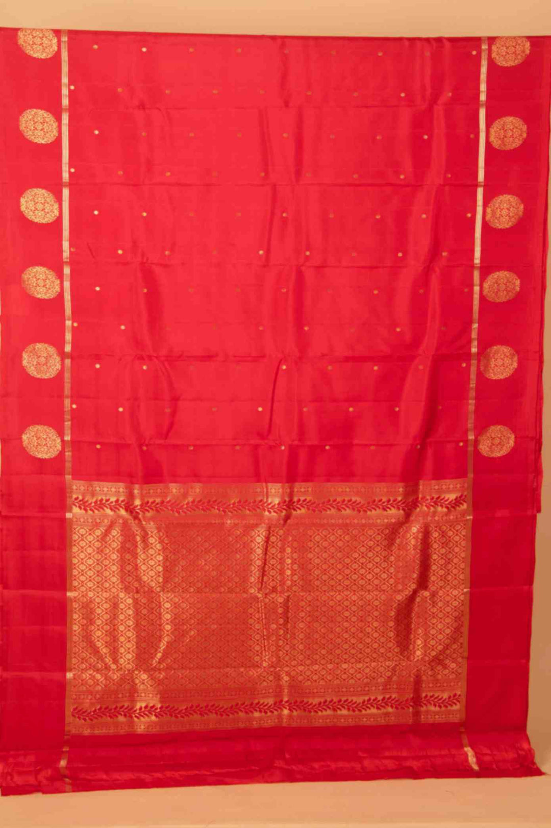 Chilli red pure silk saree