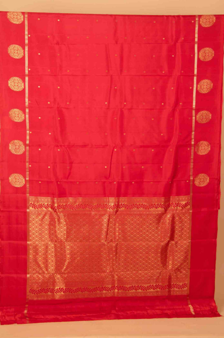 Chilli red pure silk saree