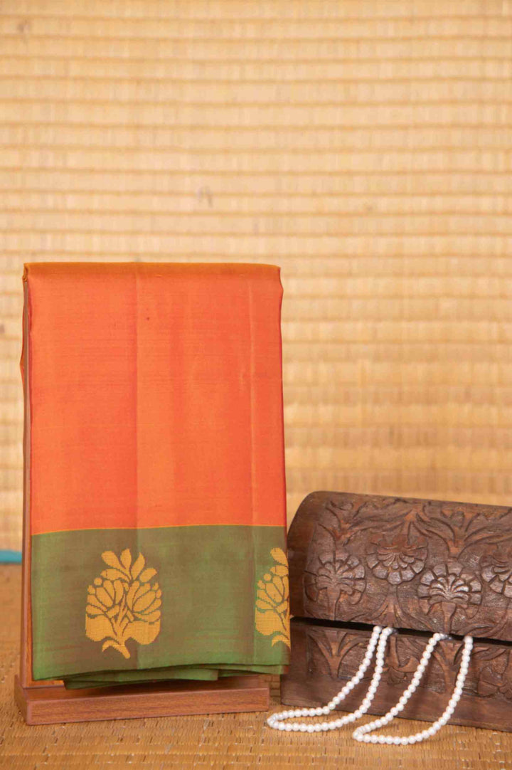 Mango yellow and green zero zari silk saree