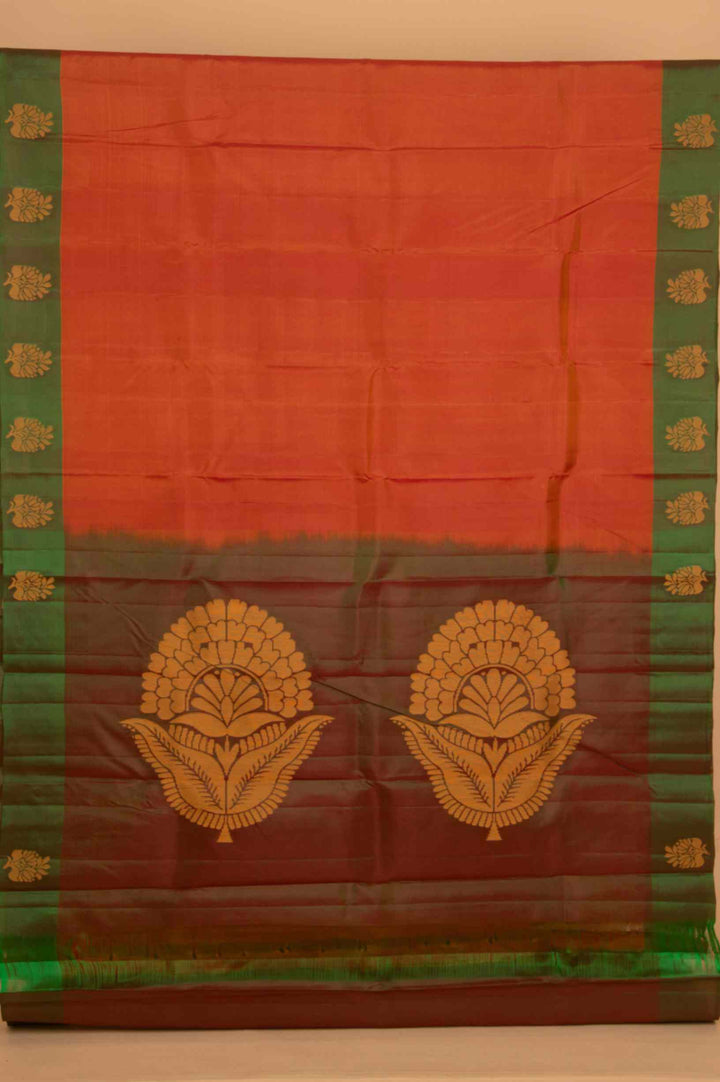 Mango yellow and green zero zari silk saree