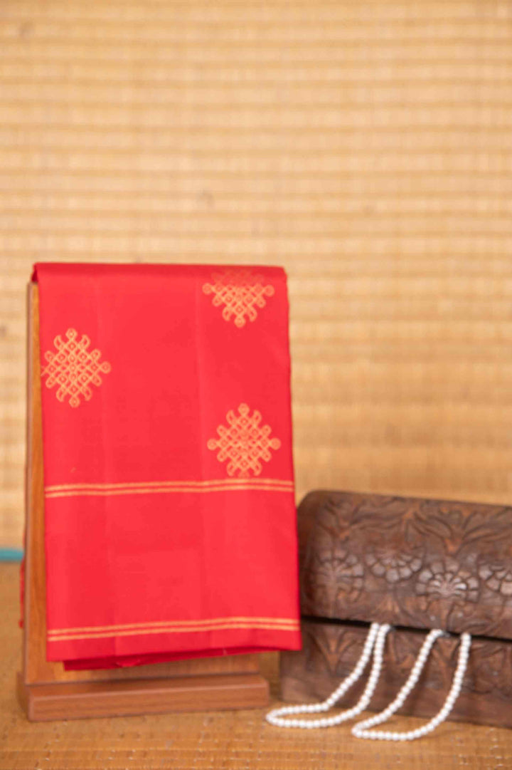 Birdseye red retta pettu pure silk saree