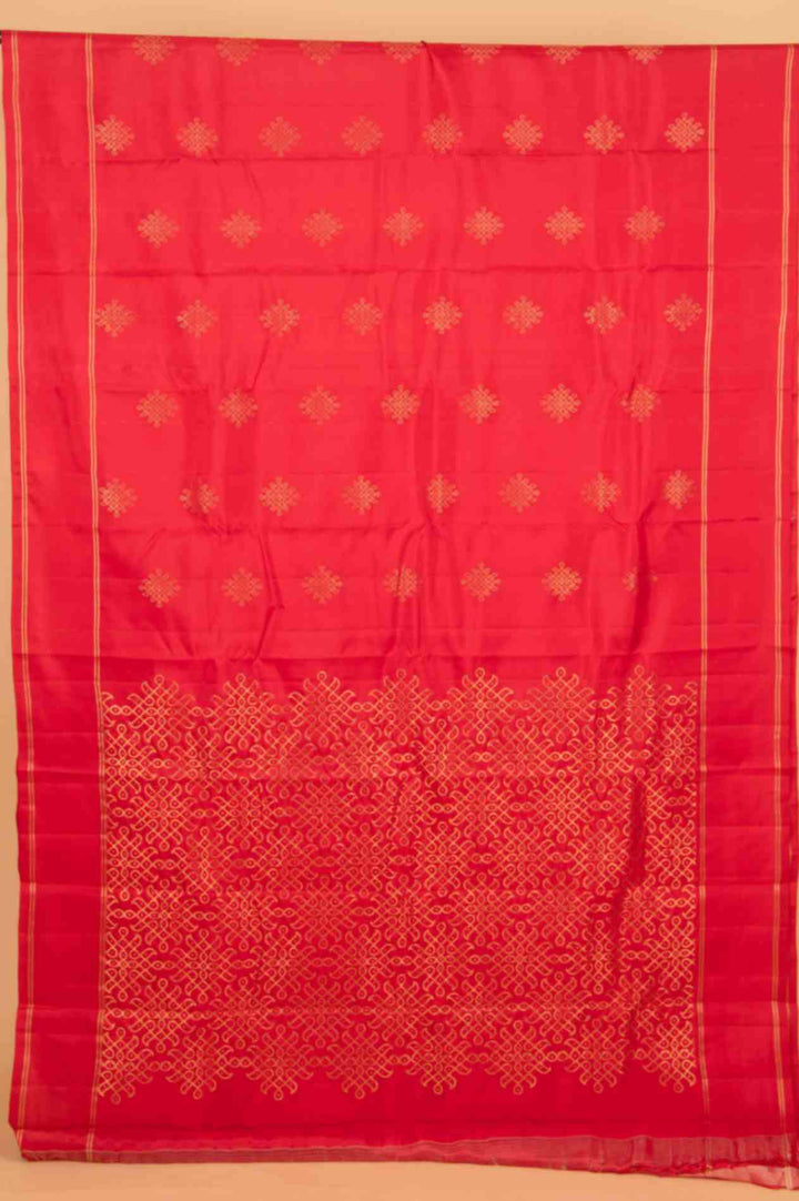 Birdseye red retta pettu pure silk saree