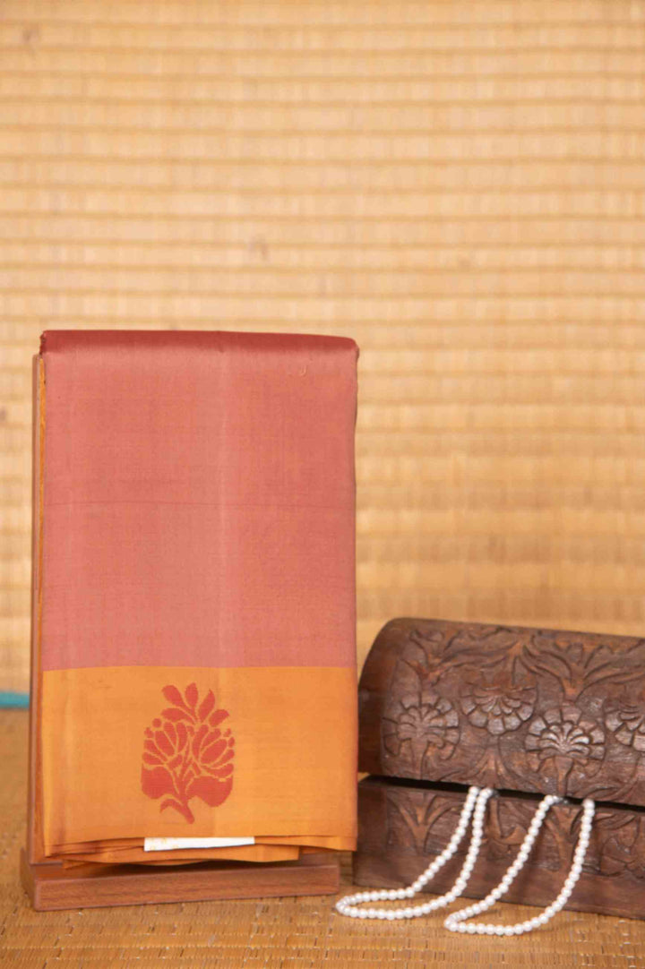 Biscuit and gold zero zari silk saree