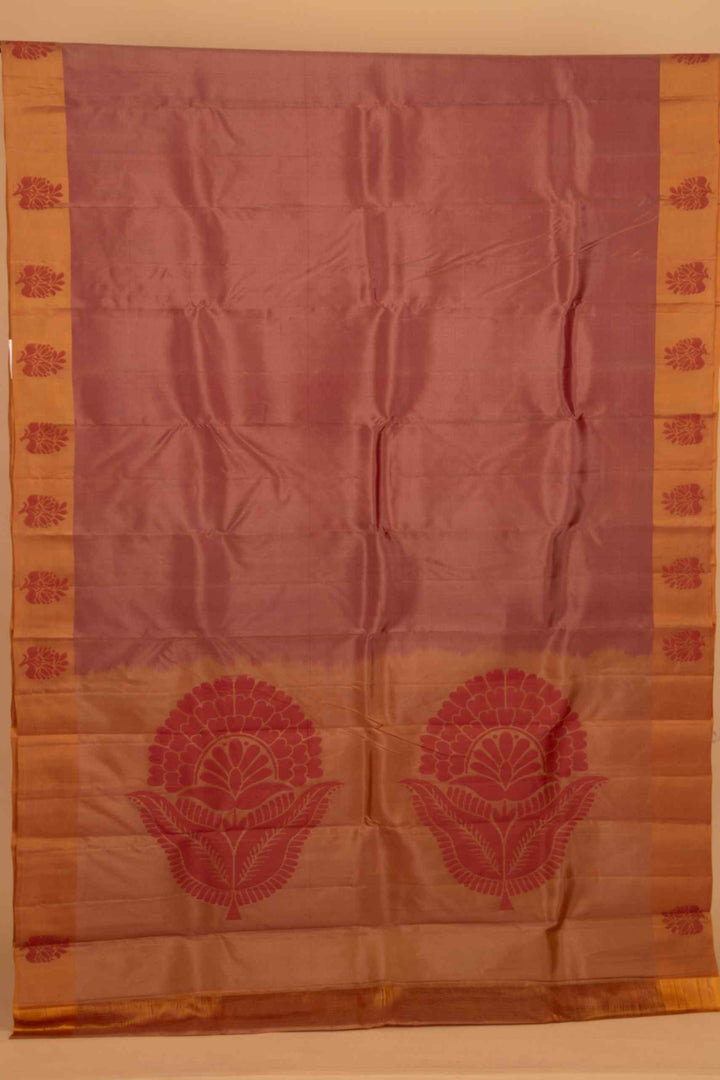 Biscuit and gold zero zari silk saree