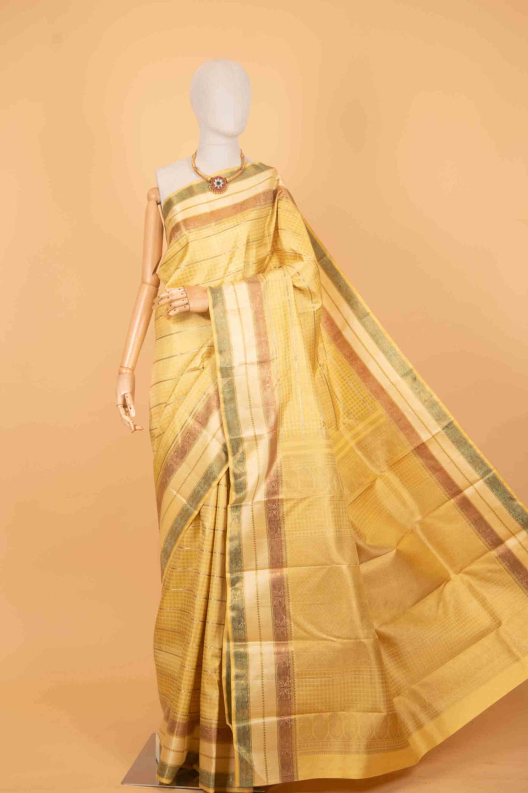 Cream pure zari silk saree