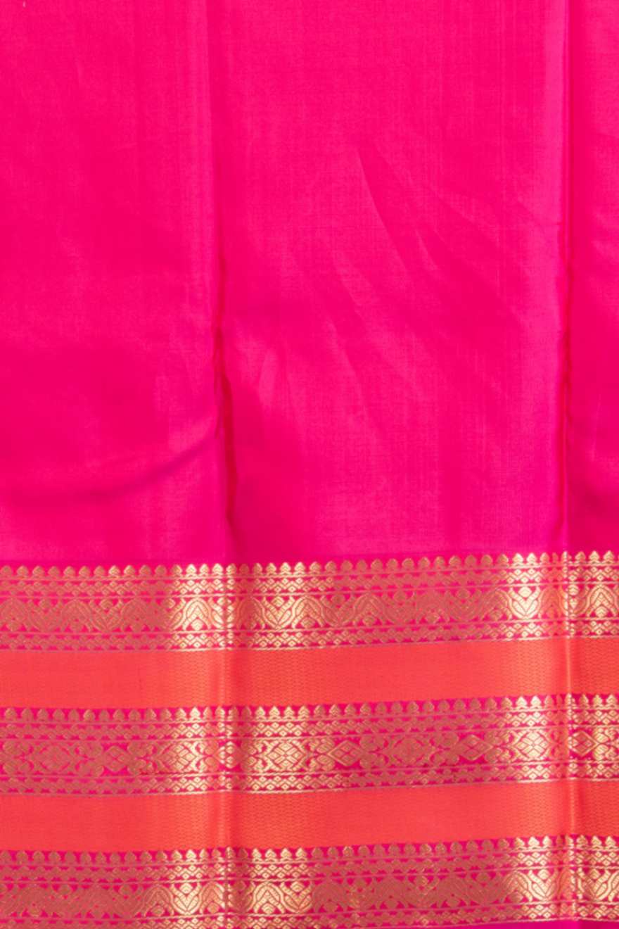Pearl white and magenta korvai pure silk saree