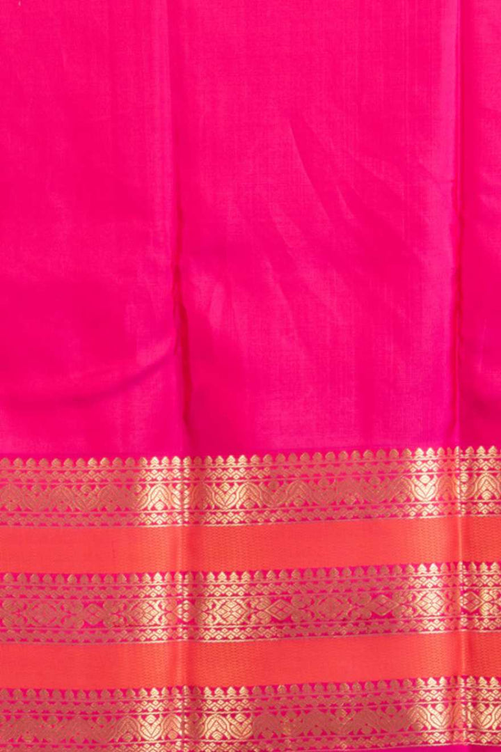 Pearl white and magenta korvai pure silk saree