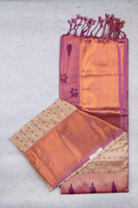 Offwhite meenakari semi soft silk saree