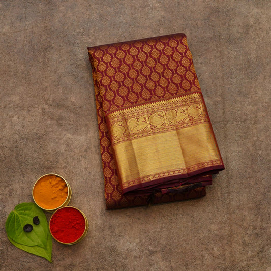 Maroon colour silk saree