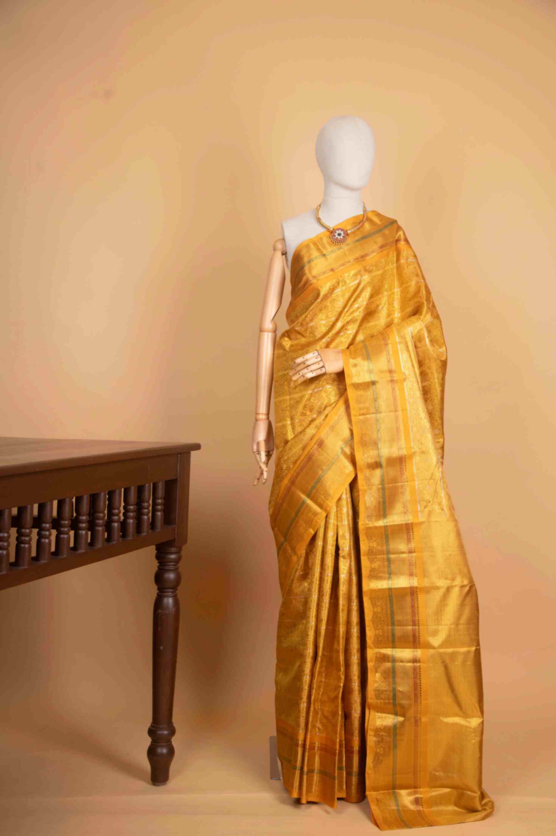 Golden tissue pure zari silk saree