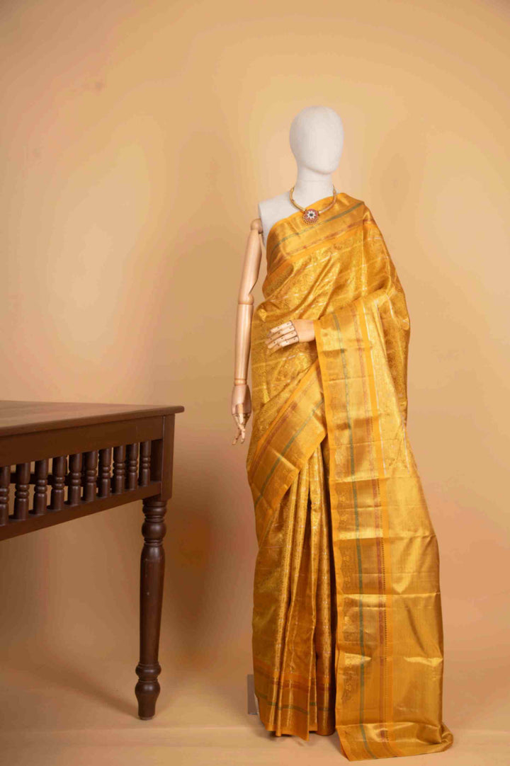 Golden tissue pure zari silk saree