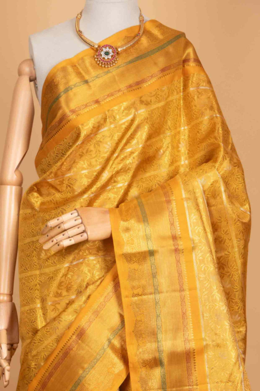 Golden tissue pure zari silk saree