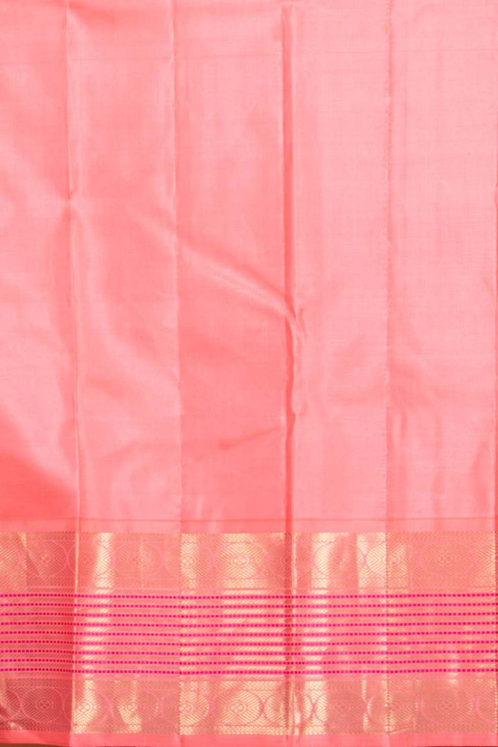 Carmine and peach korvai silk saree