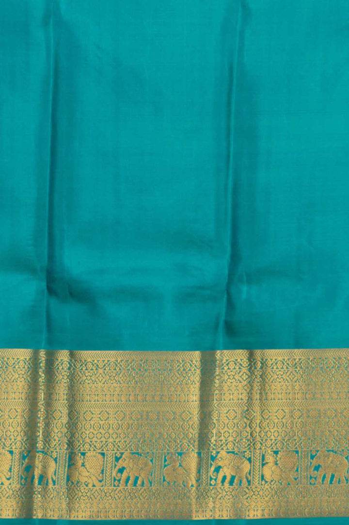 Yellow and teal silk saree