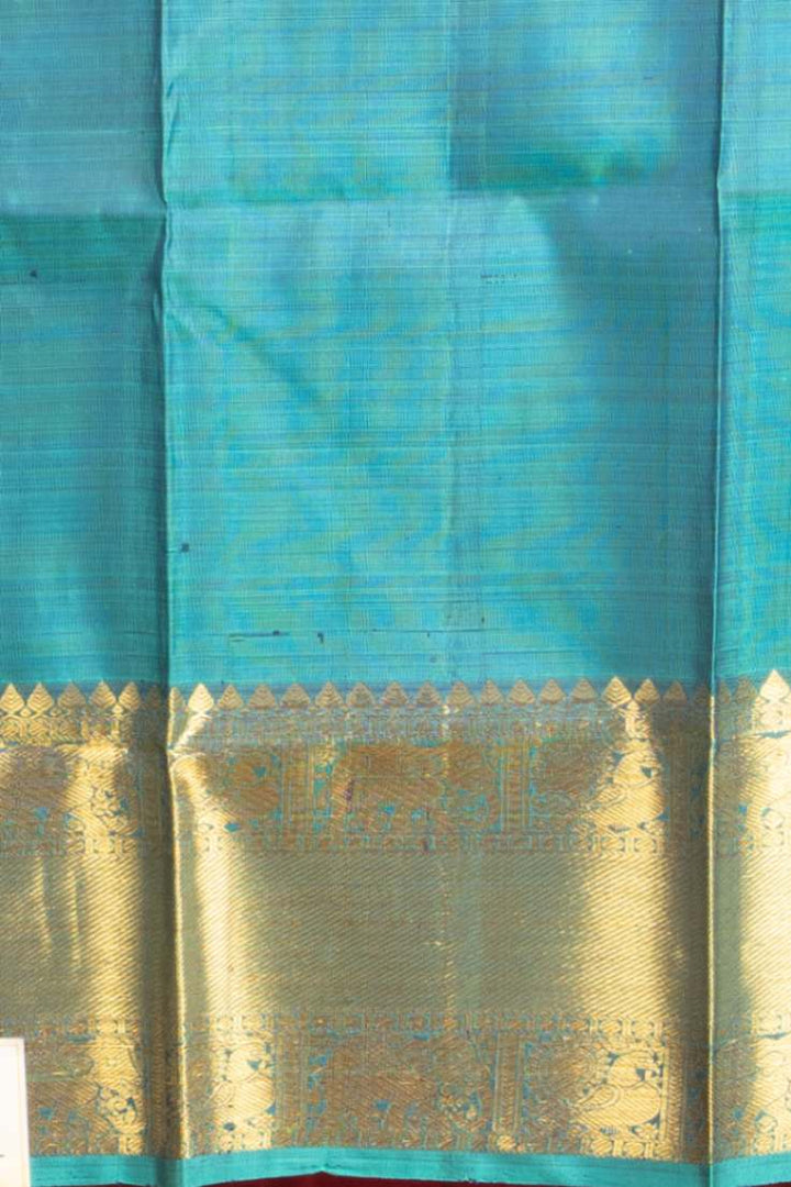 Midnight blue and teal blue traditional silk saree