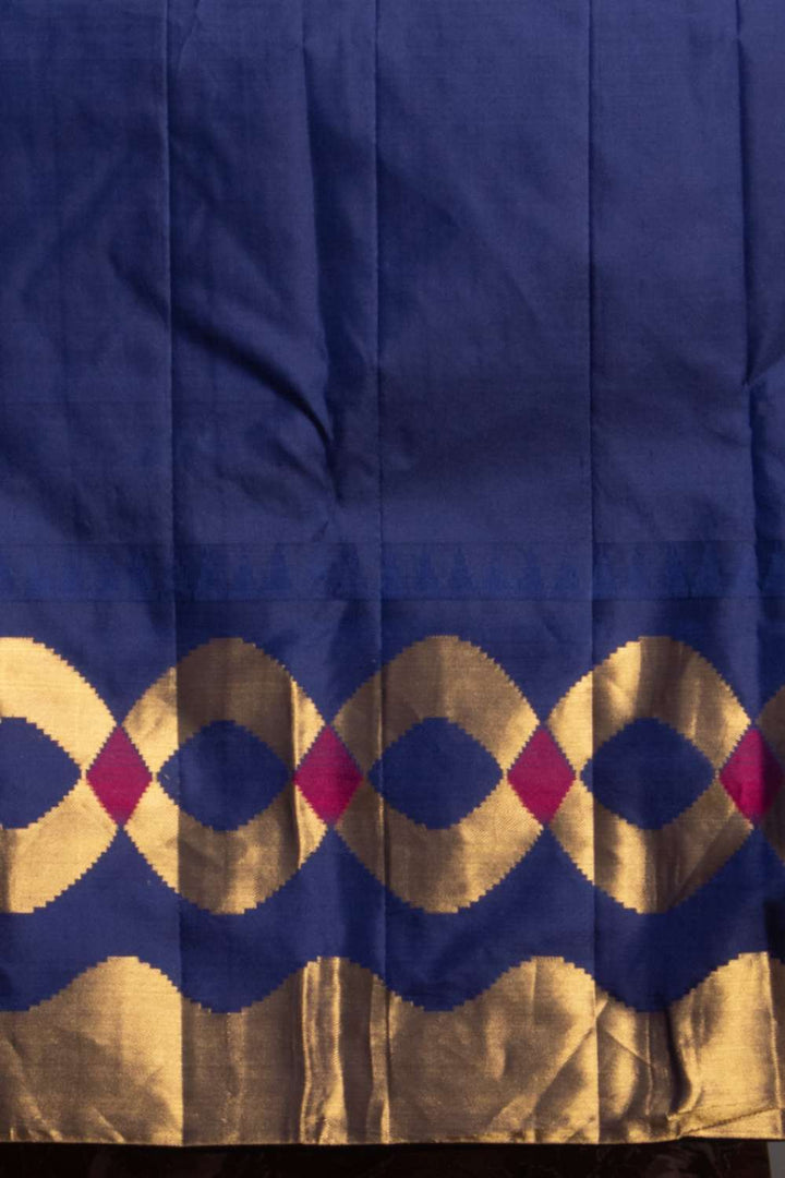 Radical red and navyblue designer kanjivaram silk saree