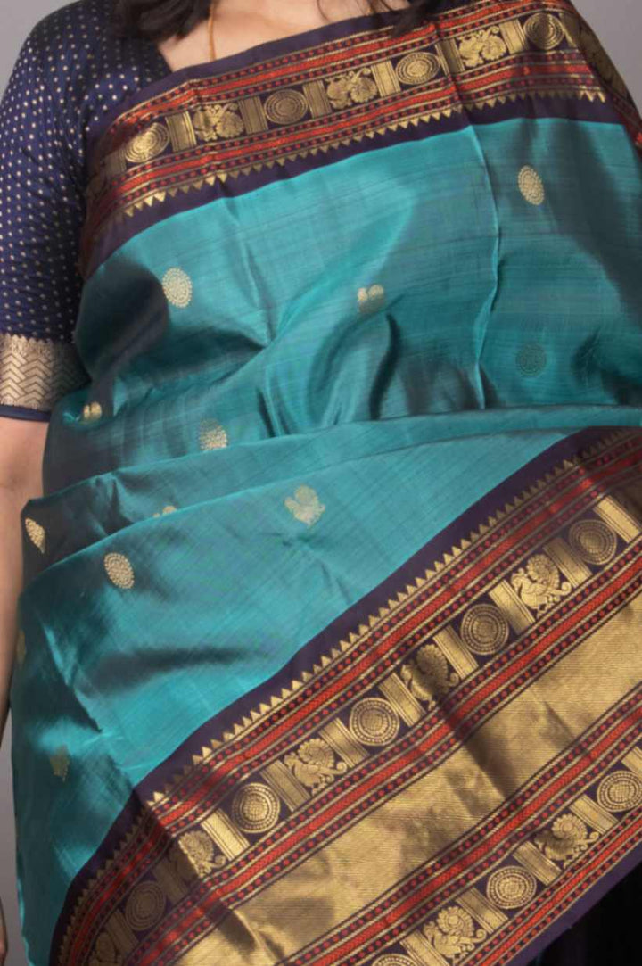 Bondi blue and navyblue silk saree