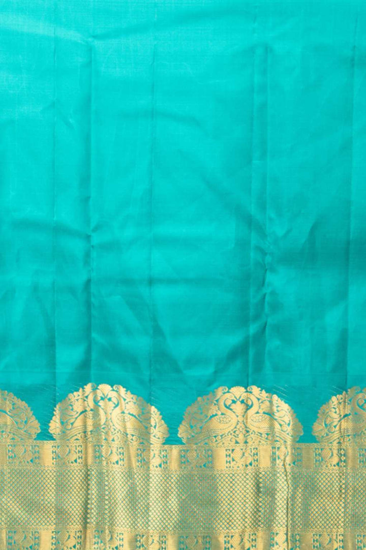 Persian rose and teal blue korvai silk saree