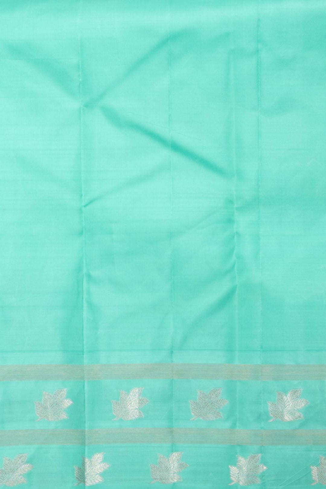 Yellow and turquoise korvai silk saree