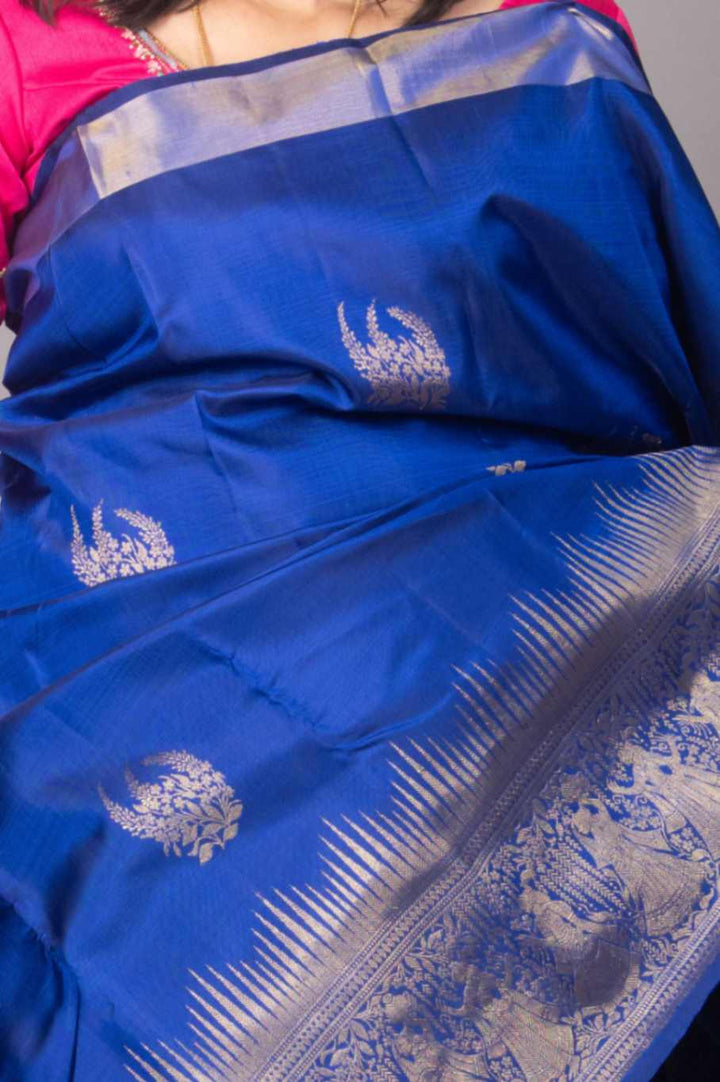 Admiral blue designer silk saree